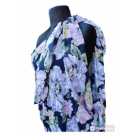 Duża sukienka plażowa - eleganckie PAREO XXL szyfon liliowe kwiaty